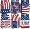 36 Pack Patriotic Treat Bags with Stickers American Flag Stars Stripes Paper Party Favor Bags 4th of July